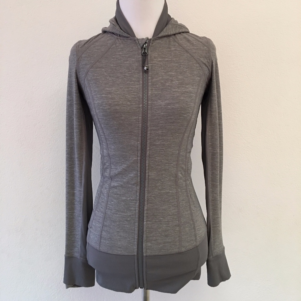 Lululemon Run Gray Full Zip Hoodie Jacket Size 2